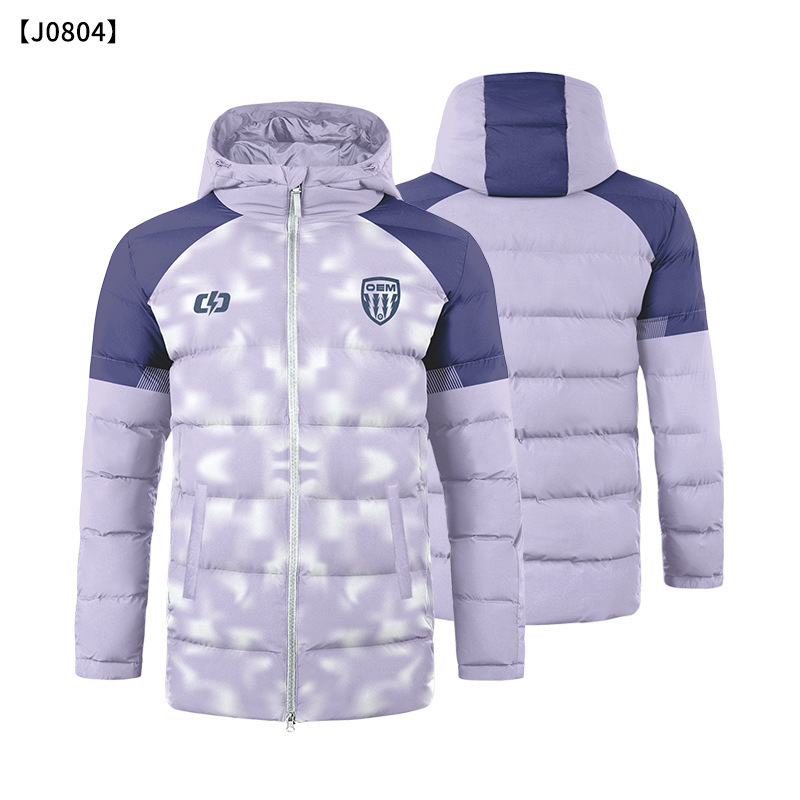 Custom Men's & Women's Winter Soccer Training Down Jacket (Purple-Pink) - Cozymize